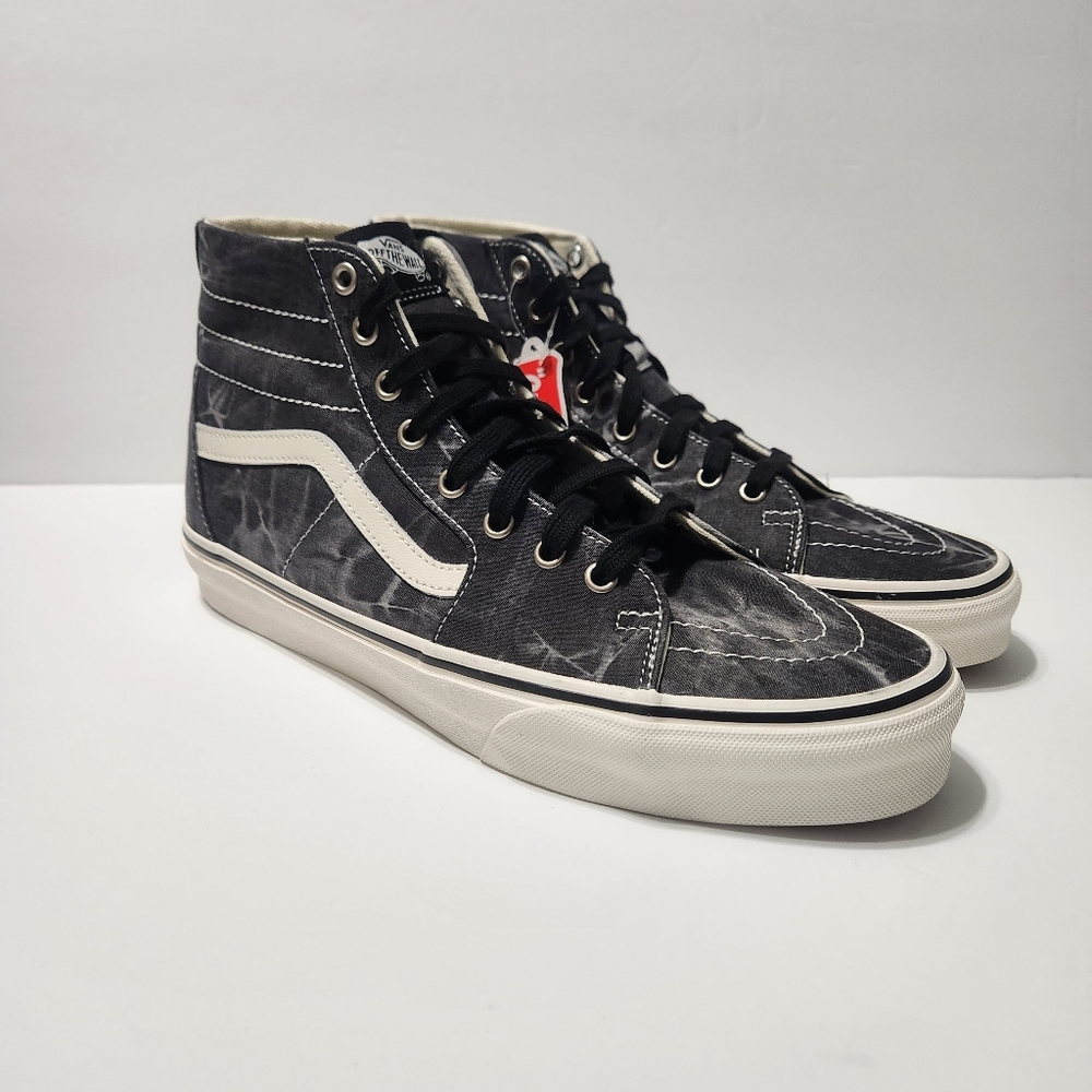 New Vans Sk8-Hi Denim Destroy Black White High Top Sneakers Men's 11